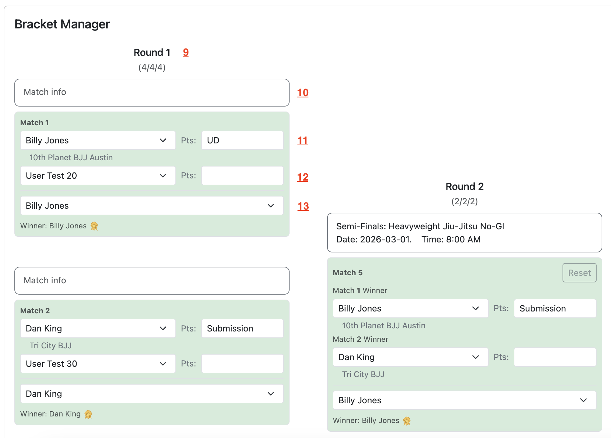Bracket manager sample 2